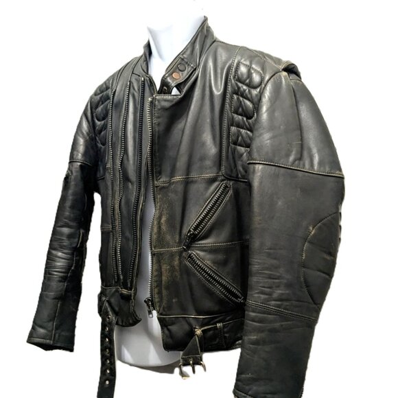 SOLDHein Gericke VTG AMF Harley Davidson Leather Cafe Racer Jacket 40 Thrashed - Picture 2 of 16